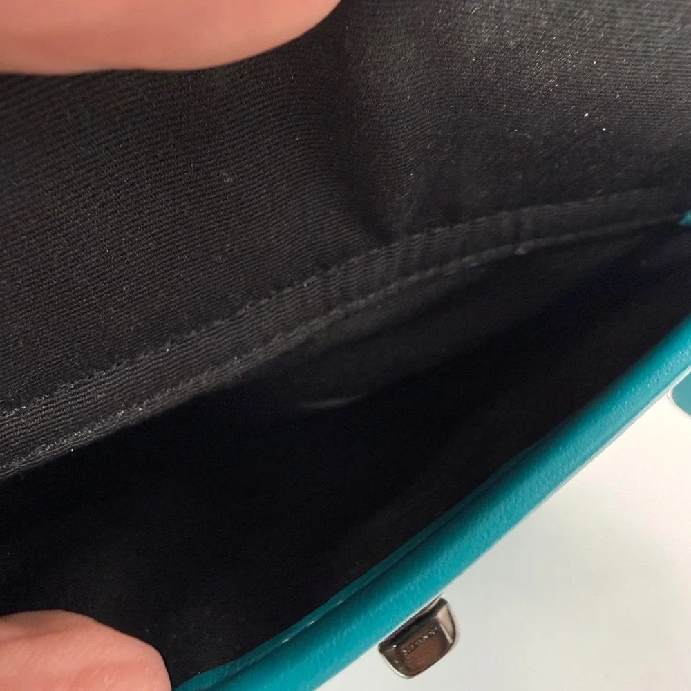 Coach Crossbody Bag Mens Small Turquoise Leather Turnlock Camera Messenger Bag